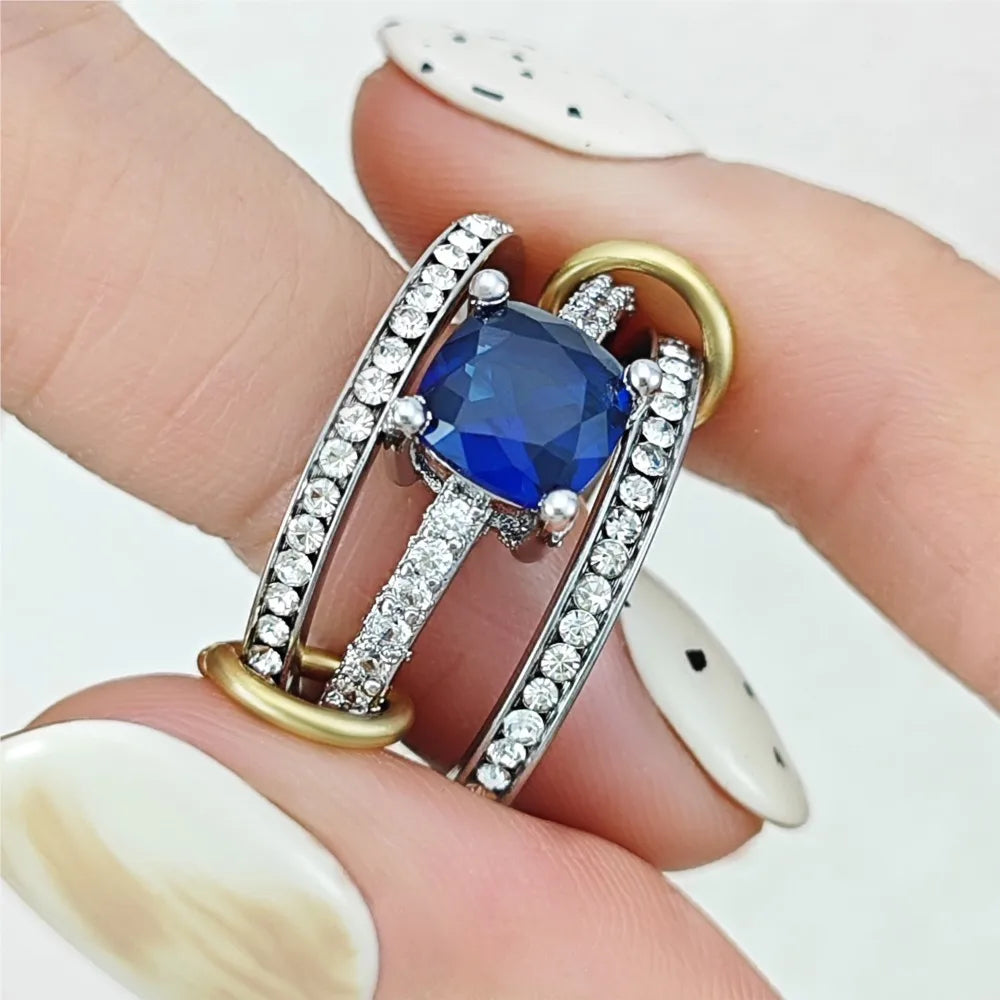 Full Cubic Zirconia Stacking Rings For Women Luxury Style Gold Color Multi-layer Spinelli Ring Wedding Engagement Jewelry Gifts