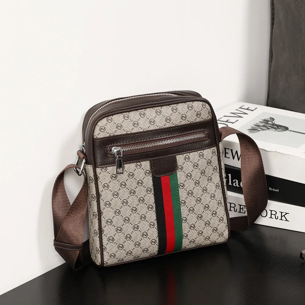 Square Crossbody Bag Men Luxury Design Men's Crossbody Bags Fashion Plaid Letter Printed Shoulder Bag Male Sling Messenger Bag
