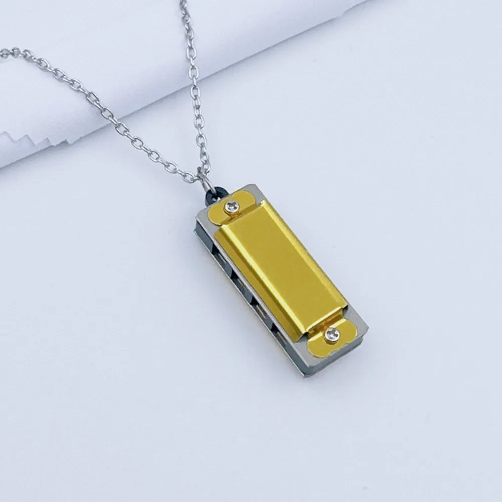 New 4-hole 8-tone Necklace Harmonica Metal Woodwind Harmonica Chain Mini Mini Musical Instrument Gift