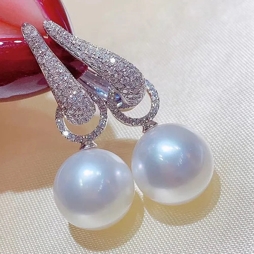 Huitan Silver Color Fashion Elegant Hoop Earrings with Shiny Cubic Zirconia for Women Anniversary Gift Wedding Party Accessories