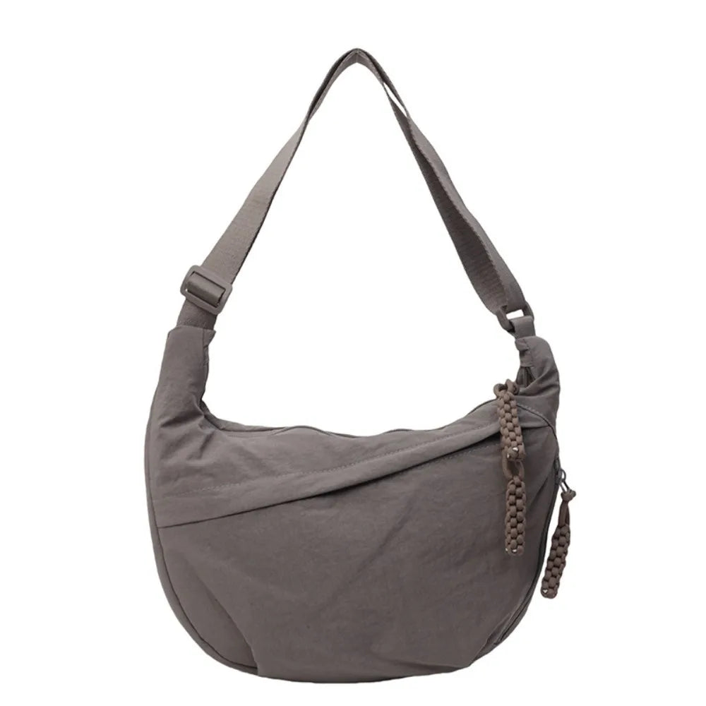 New Fashion Canvas Crossbody Bags Korean Simplified Shoulder Bag Large Capacity Sports Hobos Bag Solid Color Dumpling Bag