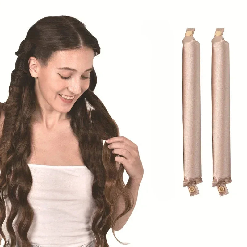 Heatless Curling Rod Headband – Satin Flexi Rods for Overnight Curls