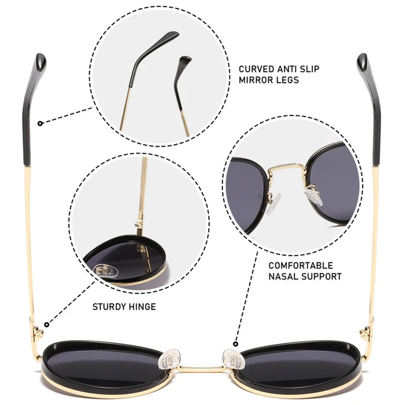 Round Frame Metal Sunglasses UV Protection Men Summer Women Retro Classic Stream Premium Sports T195