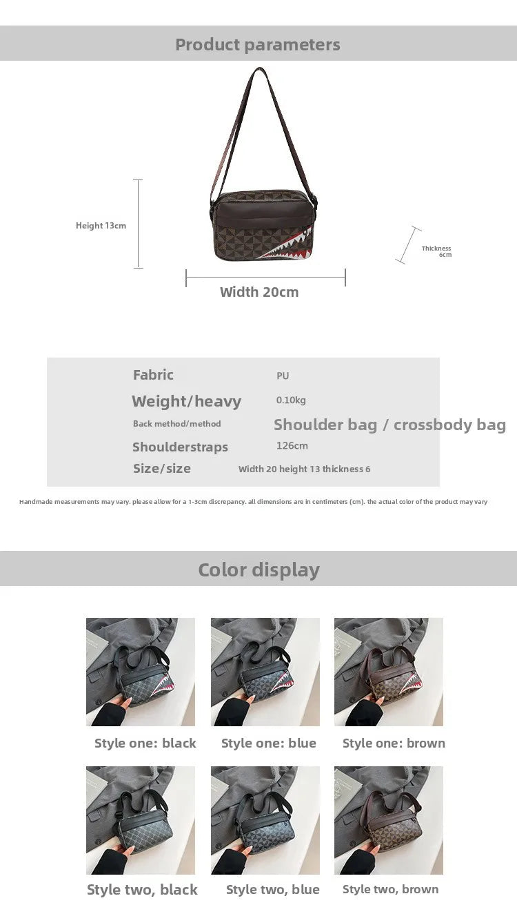 Women Stylish Crossbody Bag, Modern Geometric Pattern, Black Brown Versatile Design, Daily Commute, Casual Outings Messenger Bag