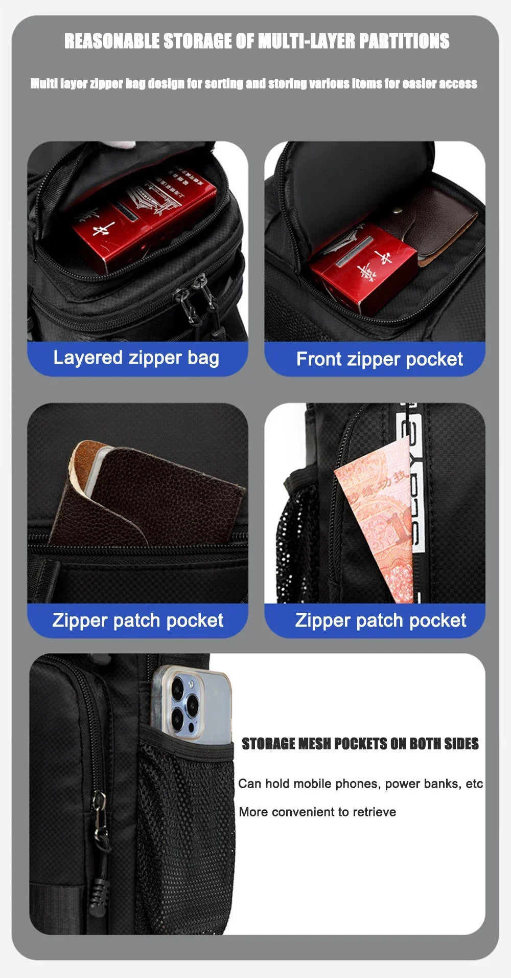 Neutral Crossbody Bags for Men and Women Are Suitable for Travel Use, Including Shoulder Bags and Travel Bags men's chest bag