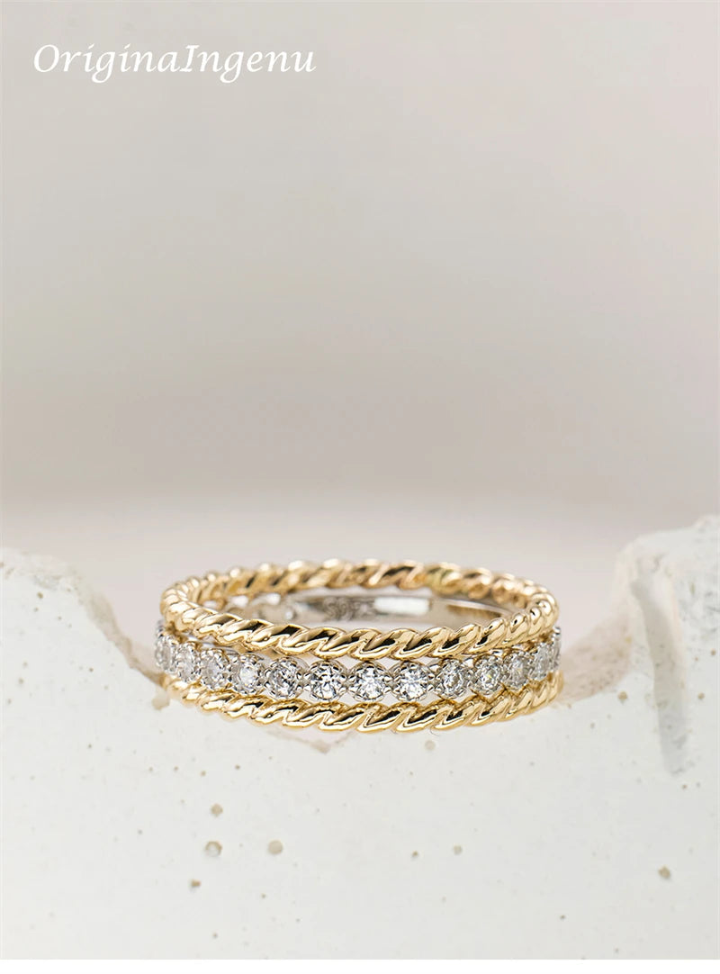 Set of 3 Gold Filled Stacking Ring Handmade Zircon Tarnish Resistant Jewelry Dainty Jewelry Boho Minimalism Ring for Women