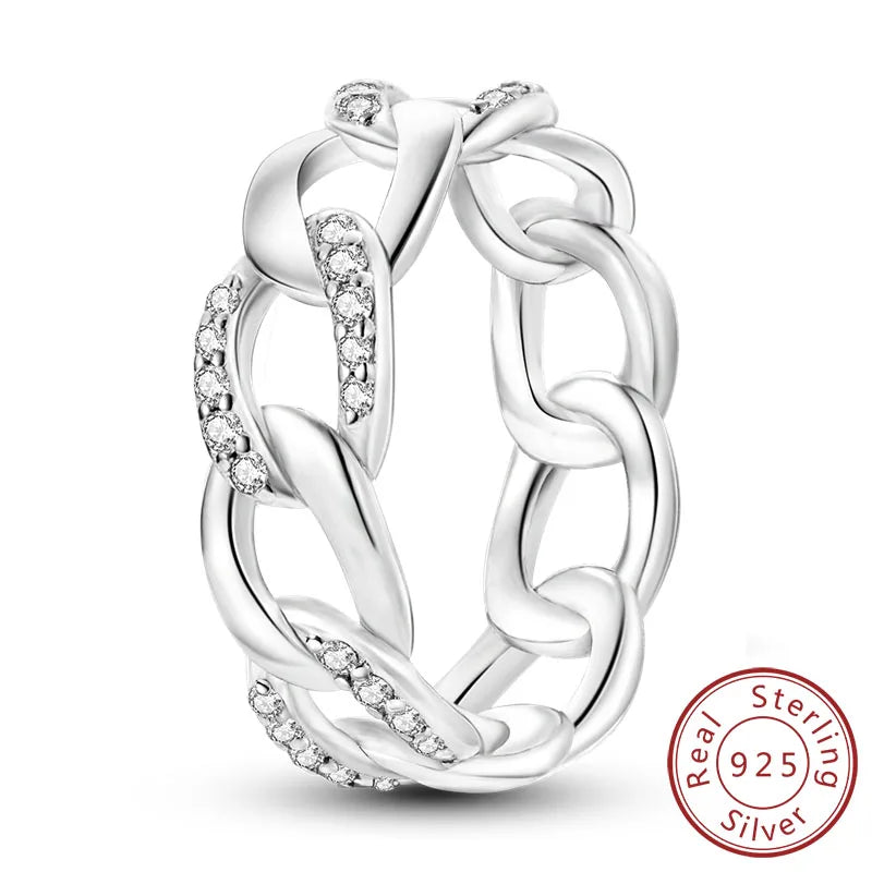 New Original 925 Sterling Silver Rings Stackable Infinite Silver Zircon Ring For Women Wedding Anniversary Birthday Jewelry Gift