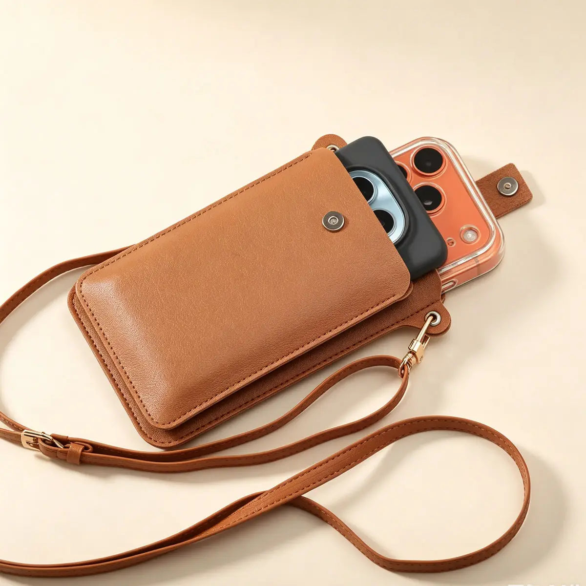 Multi Functional Crossbody Bags Women Mini PU Leather Shoulder Purses and for Girls Ladies Phone Simple Fashionable Solid Bag
