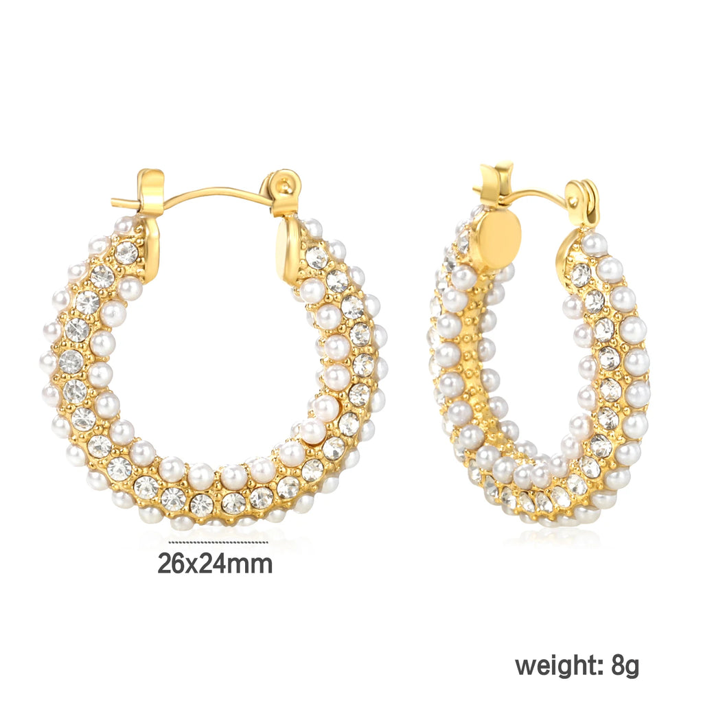 LUXUSTEEL Fashionable Drop Earring for Women Stainless Steel Golden Elegant Hoop Earrings Geometric Jewelry Party Gifts