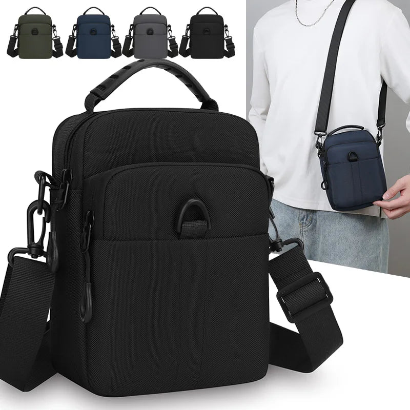 Men's Crossbody Bag Multi-Pocket Oxford Sling Shoulder Pouch Compact Travel Daily Commute Organizer for Phone Essentials
