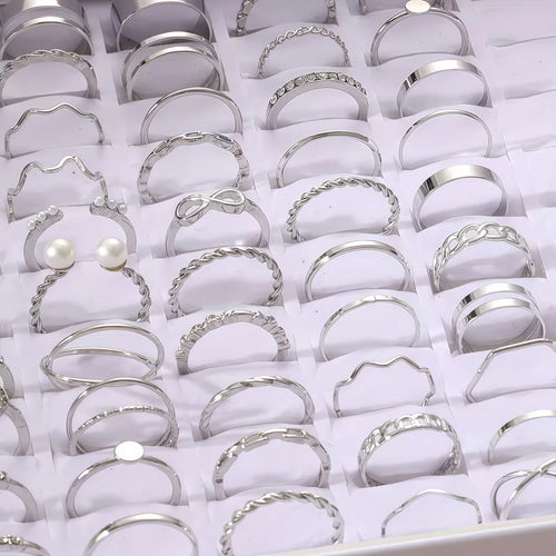 22Pcs/Lot Random Stackable Ring Set Women Elegant Durable Fashion High-End Geometric Spiral Hollow Out As A Gift For Her Jewelry