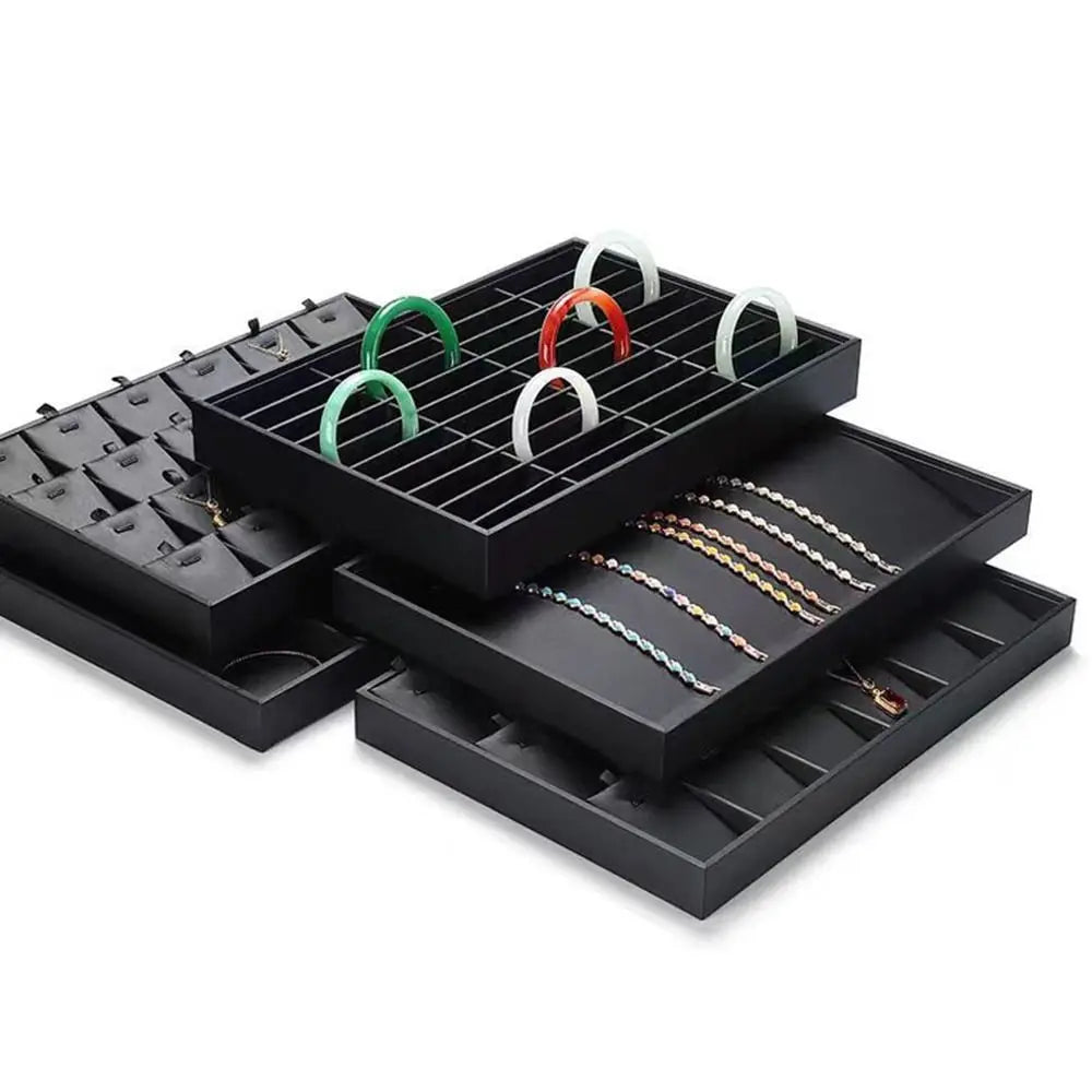 Stackable Jewelry Display Tray Multi Compartments Flat Bottom Bracelets Storage Organizer Wear-resistant Waterproof