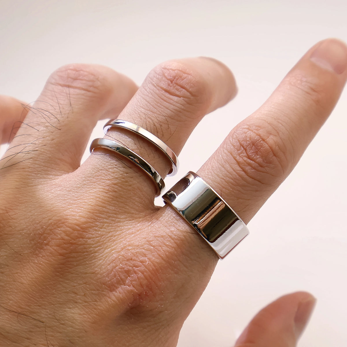 Retro 3 Stacking Rings Set Adjustable Open Ring For Men Gothic Punk Edgy Hiphop Silver-plated Brass Jewelry Accessories Gift
