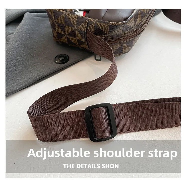 Women Stylish Crossbody Bag, Modern Geometric Pattern, Black Brown Versatile Design, Daily Commute, Casual Outings Messenger Bag