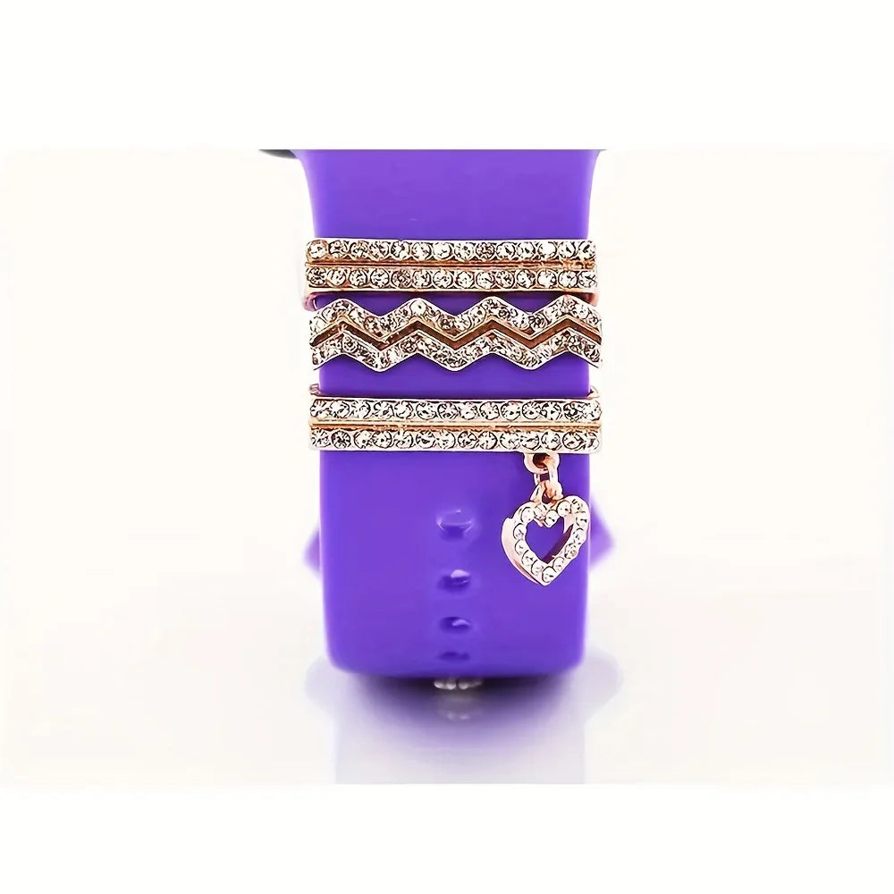 1 set of fashionable rhinestone element design smart watch accessories, suitable for decorating multiple smart watch straps