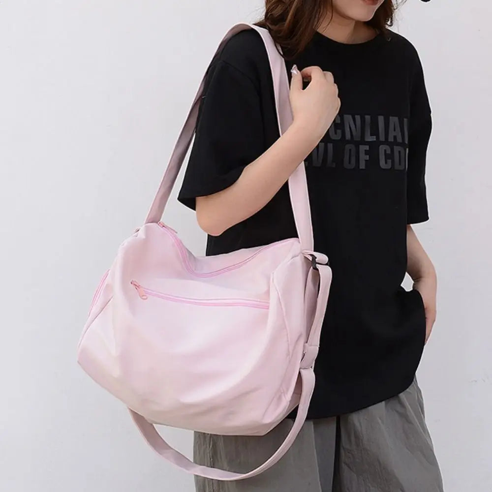 Fashionable Solid Color Crossbody Tote Bags Canvas Large Capacity Sports Shoulder Bag Niche Design Casual Gym Fitness Bag Girls