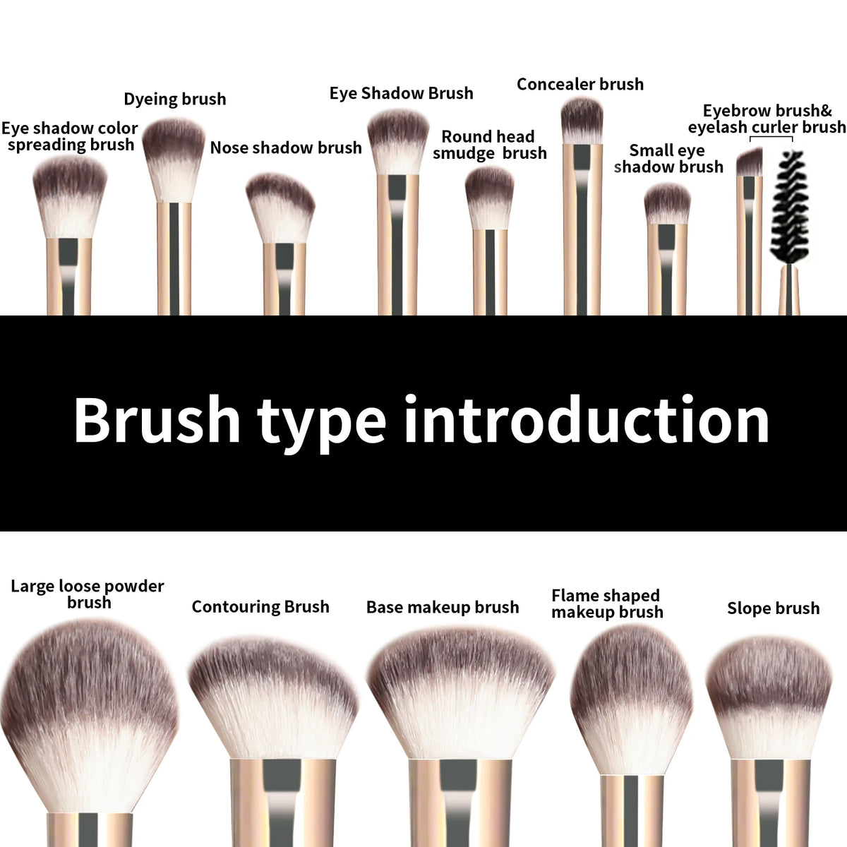 13PCS Makeup Brush Set Foundation Concealer Powder Eyeshadow Blush Brush Kabuki Blending Cosmetic Beauty Tool for Face