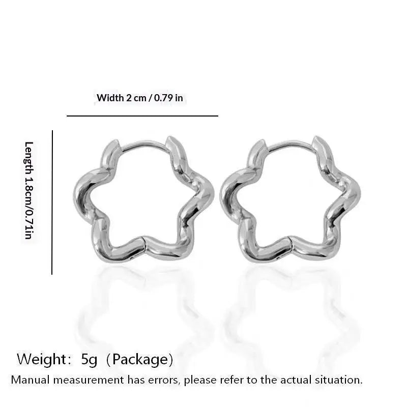 1Pair Elegant Sweet Hollow Flower Hoop Earrings For Women Girl Fashion Jewelry Gift For Party Office