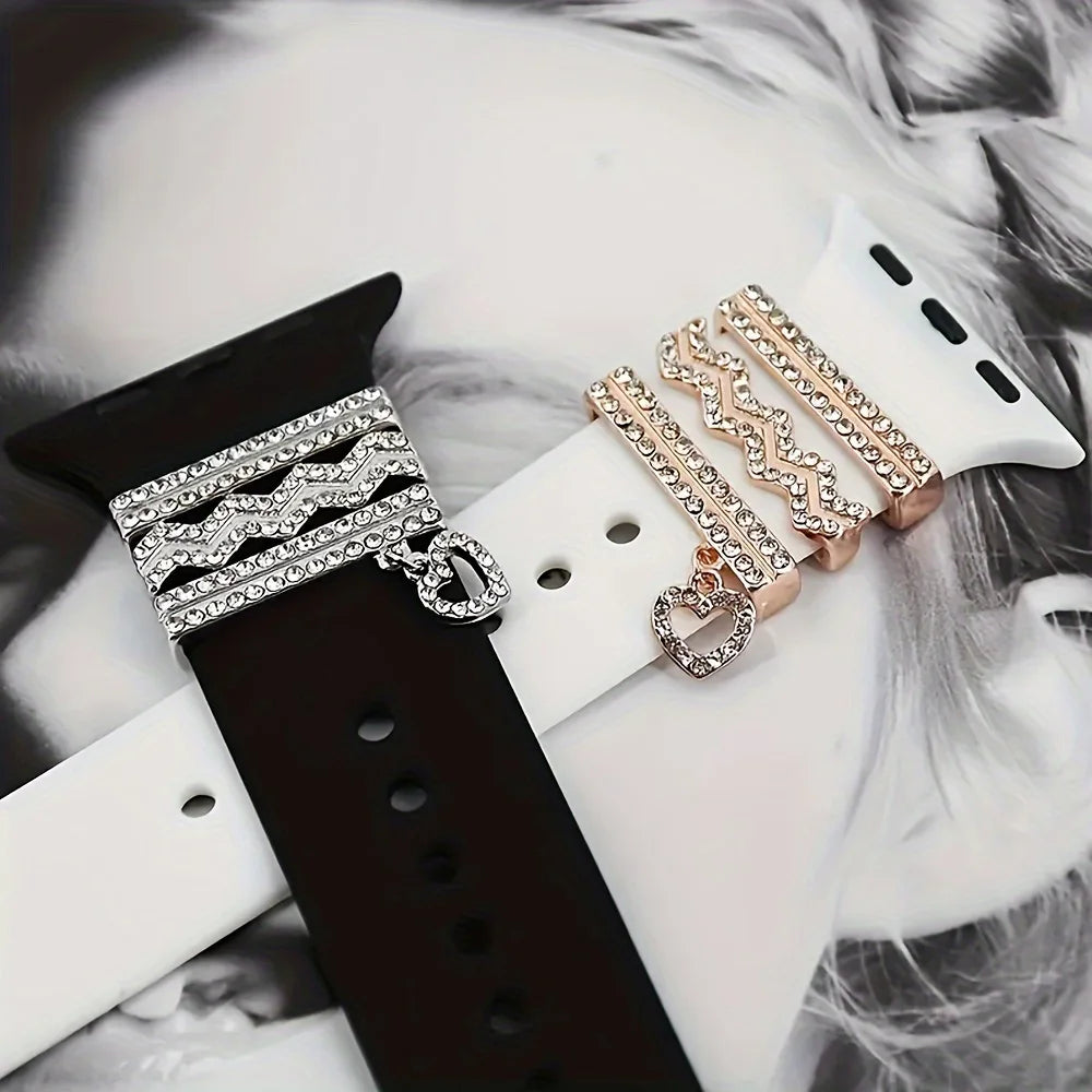 1 set of fashionable rhinestone element design smart watch accessories, suitable for decorating multiple smart watch straps