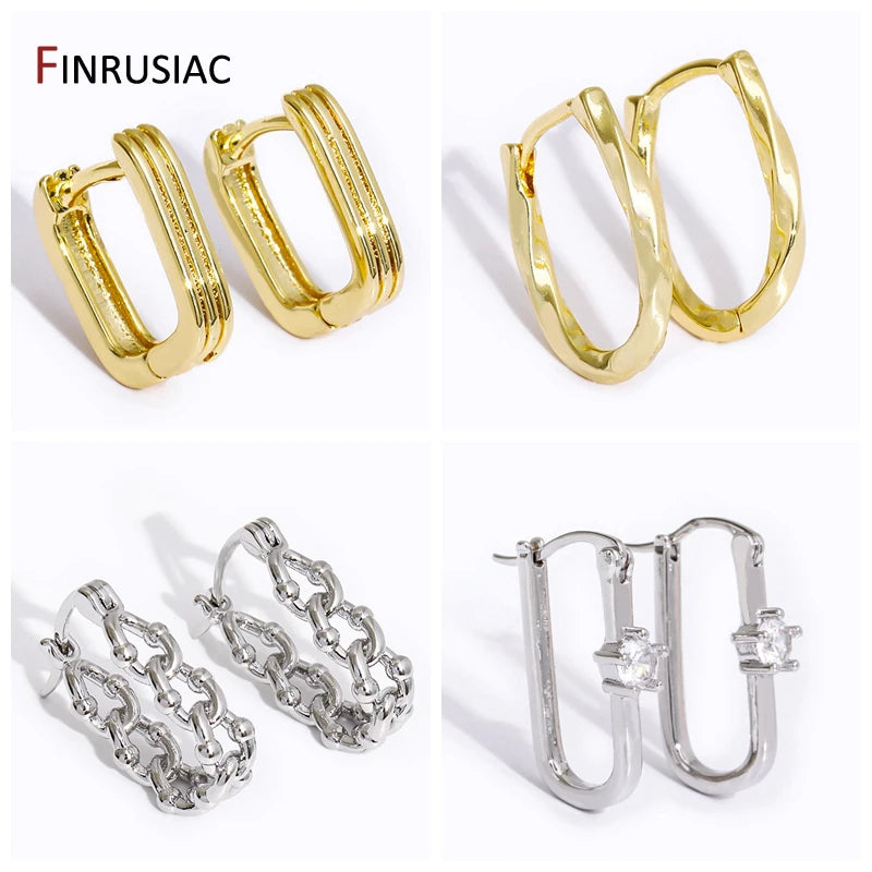 Multi Style Elegant Hoop Earrings For Women Fashion 18K Gold Plated Brass Drop Earrings Wedding Engagement Jewelry Party Gift