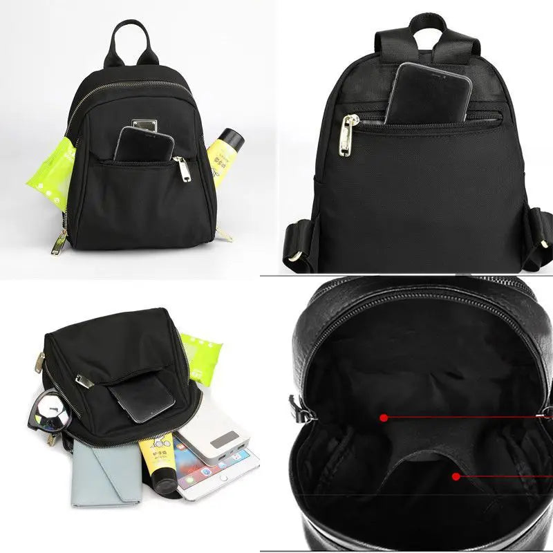 New Design Women's Compact Backpack Crossbody Shoulder Bag Convertible Mini Oxford Fabric Lightweight Casual Outdoor Daypack