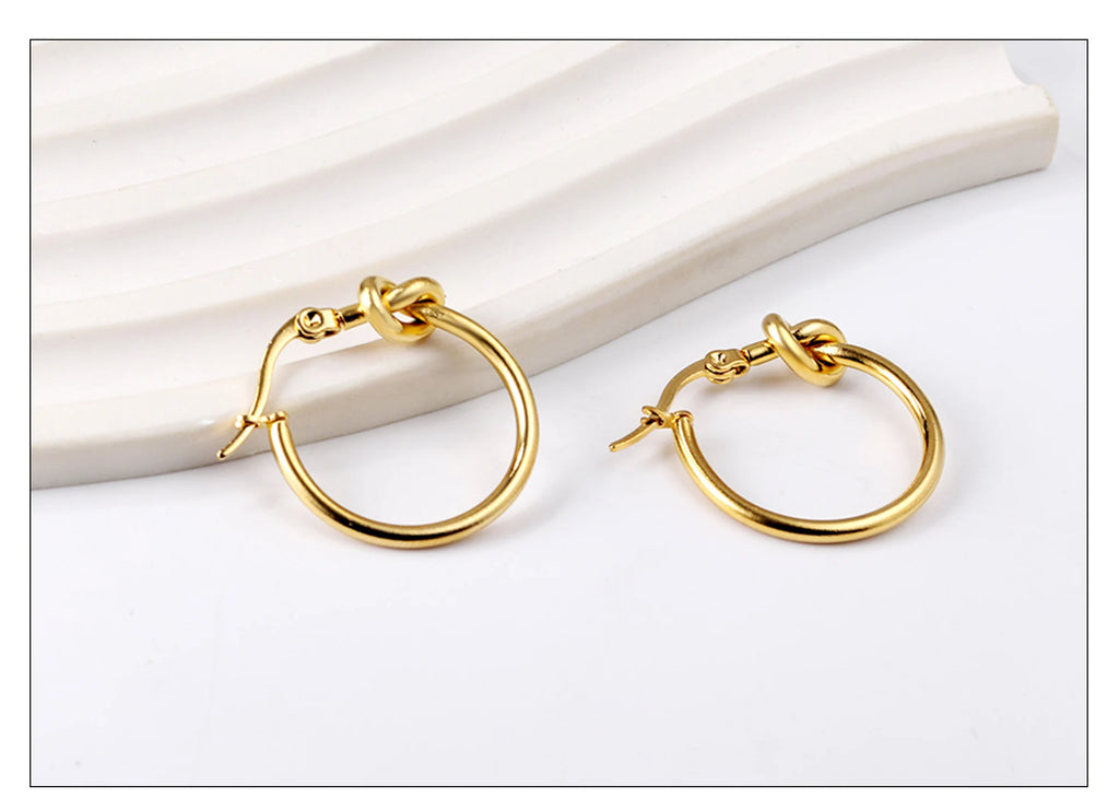 LUXUSTEEL Fashionable Drop Earring for Women Stainless Steel Golden Elegant Hoop Earrings Geometric Jewelry Party Gifts