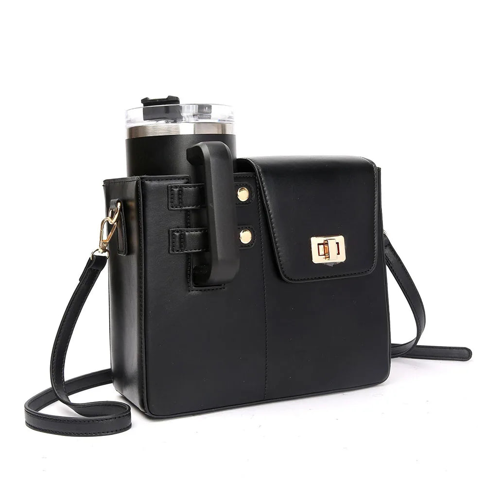 Crossbody Shoulder Bag with Water Bottle Holder Vacation Multifunctional Protection Pouch Outdoor Portable Water Cup Storage Bag
