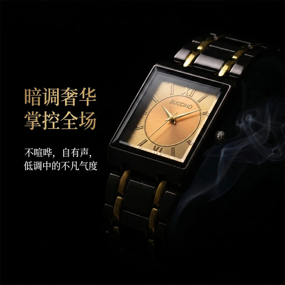 Men's Quartz Wristwatch Steel Band Male Classic Popular Watches Rectangular Minimalist Fashion Casual Business Watch For Daily