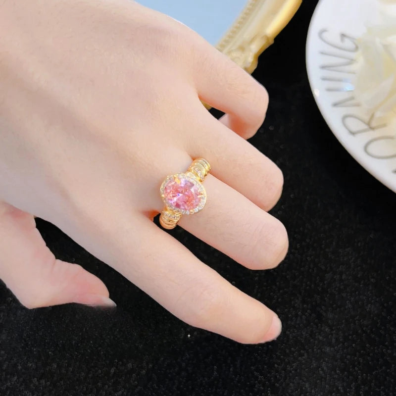 Women's Enamel Gemstone Stackable Rings - Black and White Colors - 3-carat Cubic Zirconia - Wide Ring Fashionable Jewelry