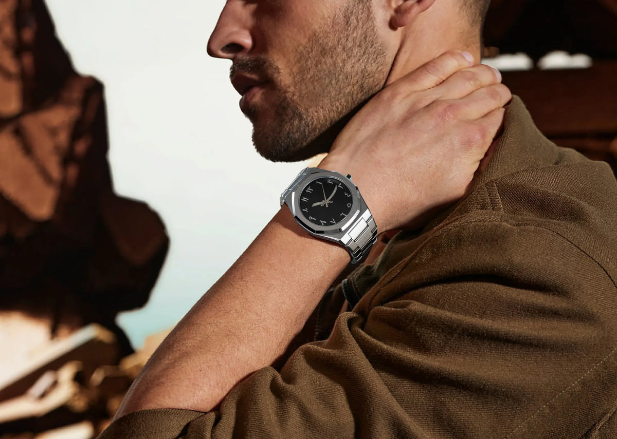 Fashion Luxury Casual Watch For Men Arabic Numeral Dial Stainless Steel Band Waterproof Men's Wristwatch