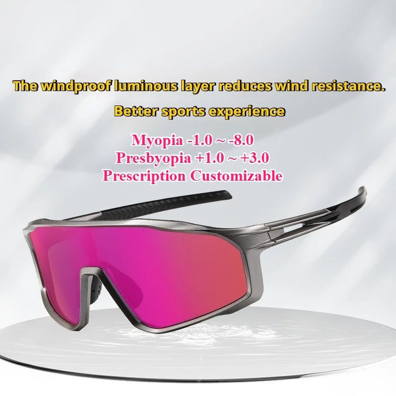 Myopia Premium Prescription Polarized Sports Sunglasses for Cycling, Driving & Running with Full UV Protection & Fashion Design