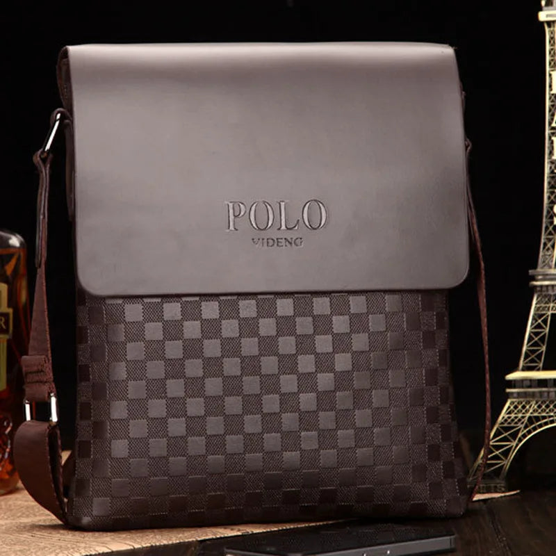 Men's One Shoulder Crossbody Bag Korean Version Trendy Checkerboard Pattern Embossed New Casual Business Bag Bags for Men