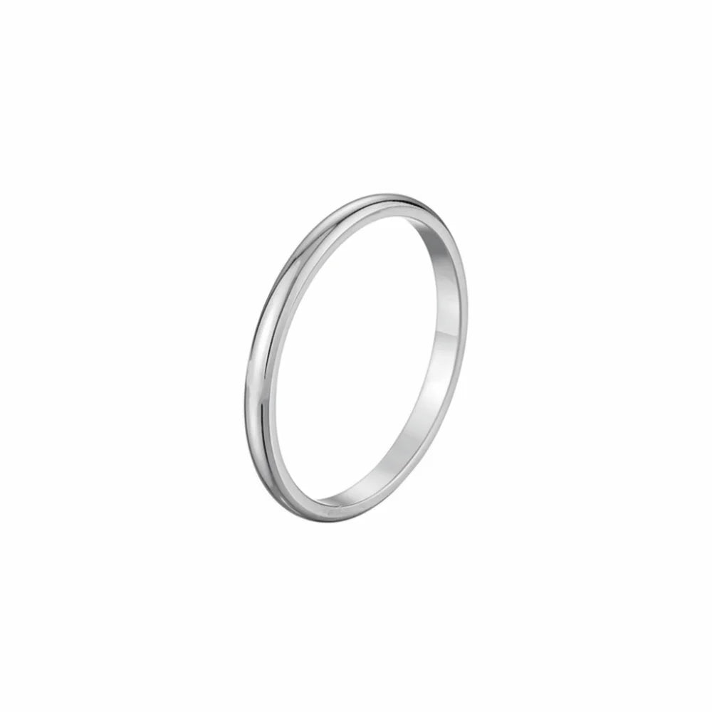 Durable Stackable Plain Band Rings 2MM Twist Design Thin Rings Minimalist Style Smooth Titanium Steel Rings Party Jewelry