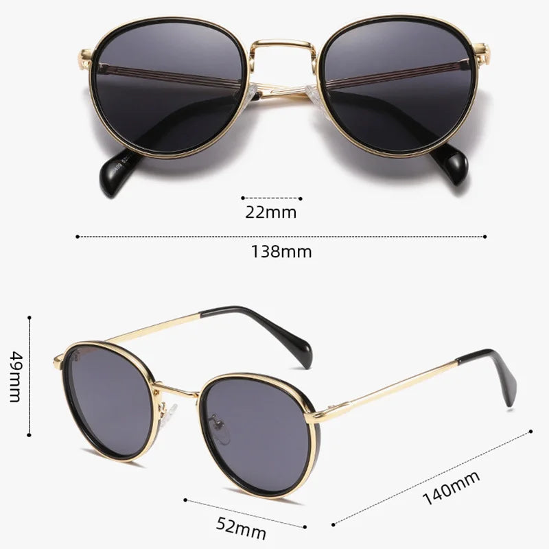 Round Frame Metal Sunglasses UV Protection Men Summer Women Retro Classic Stream Premium Sports T195