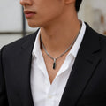 Men's Minimalist Necklace with Black Cubic Zirconia Pendant, 316L Stainless Steel, Daily Casual Street Style Rock Accessory