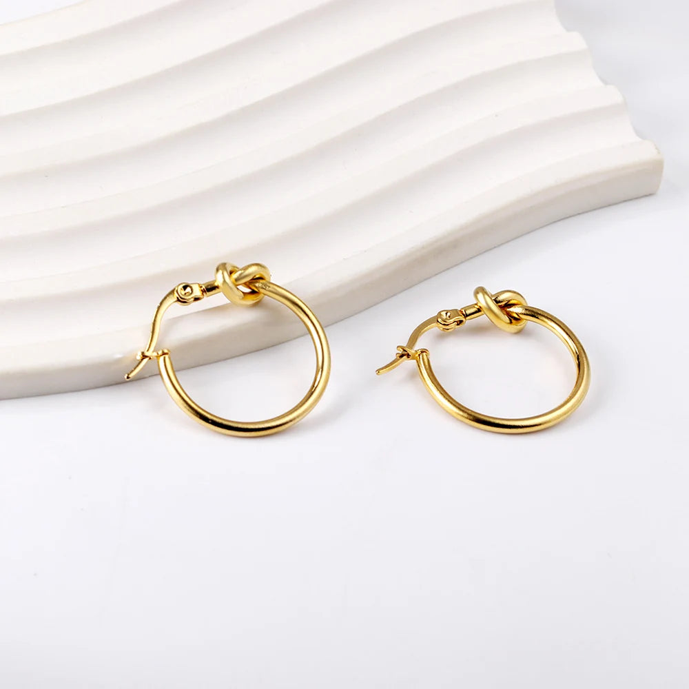 LUXUSTEEL Fashionable Drop Earring for Women Stainless Steel Golden Elegant Hoop Earrings Geometric Jewelry Party Gifts