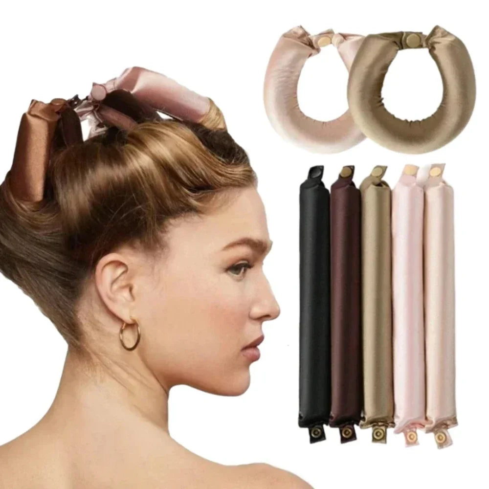 Heatless Curling Rod Headband – Satin Flexi Rods for Overnight Curls
