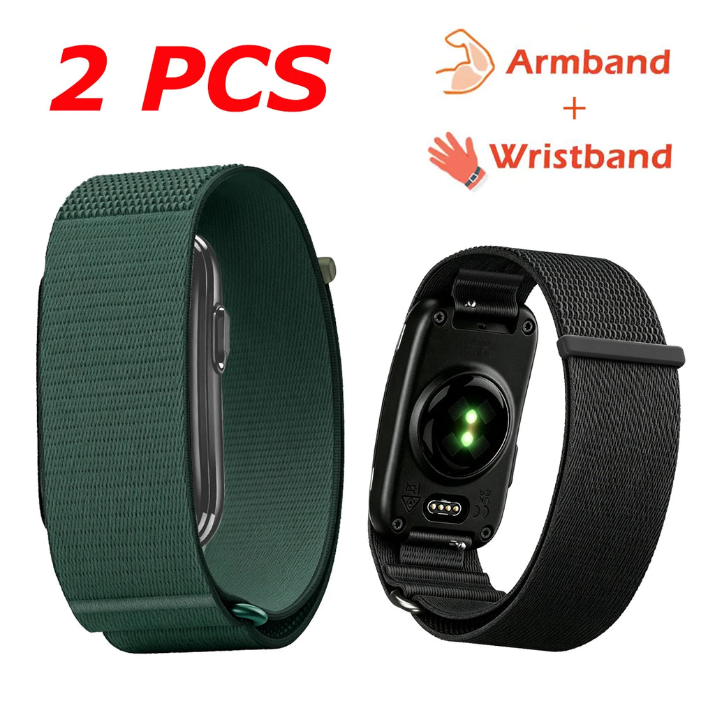 For Garmin CIRQA Smart Band Bicep Armband Sport Fitness Tracker Nylon Woven Breathable Watch Band Adjustable Wrist Loop Strap