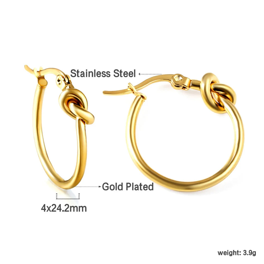 LUXUSTEEL Fashionable Drop Earring for Women Stainless Steel Golden Elegant Hoop Earrings Geometric Jewelry Party Gifts