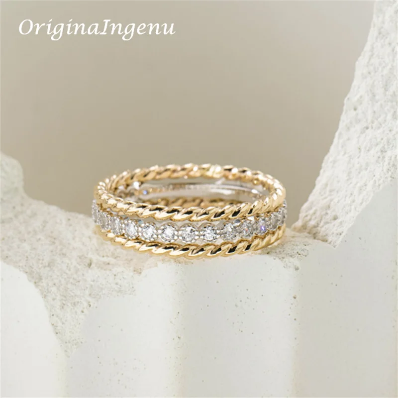 Set of 3 Gold Filled Stacking Ring Handmade Zircon Tarnish Resistant Jewelry Dainty Jewelry Boho Minimalism Ring for Women