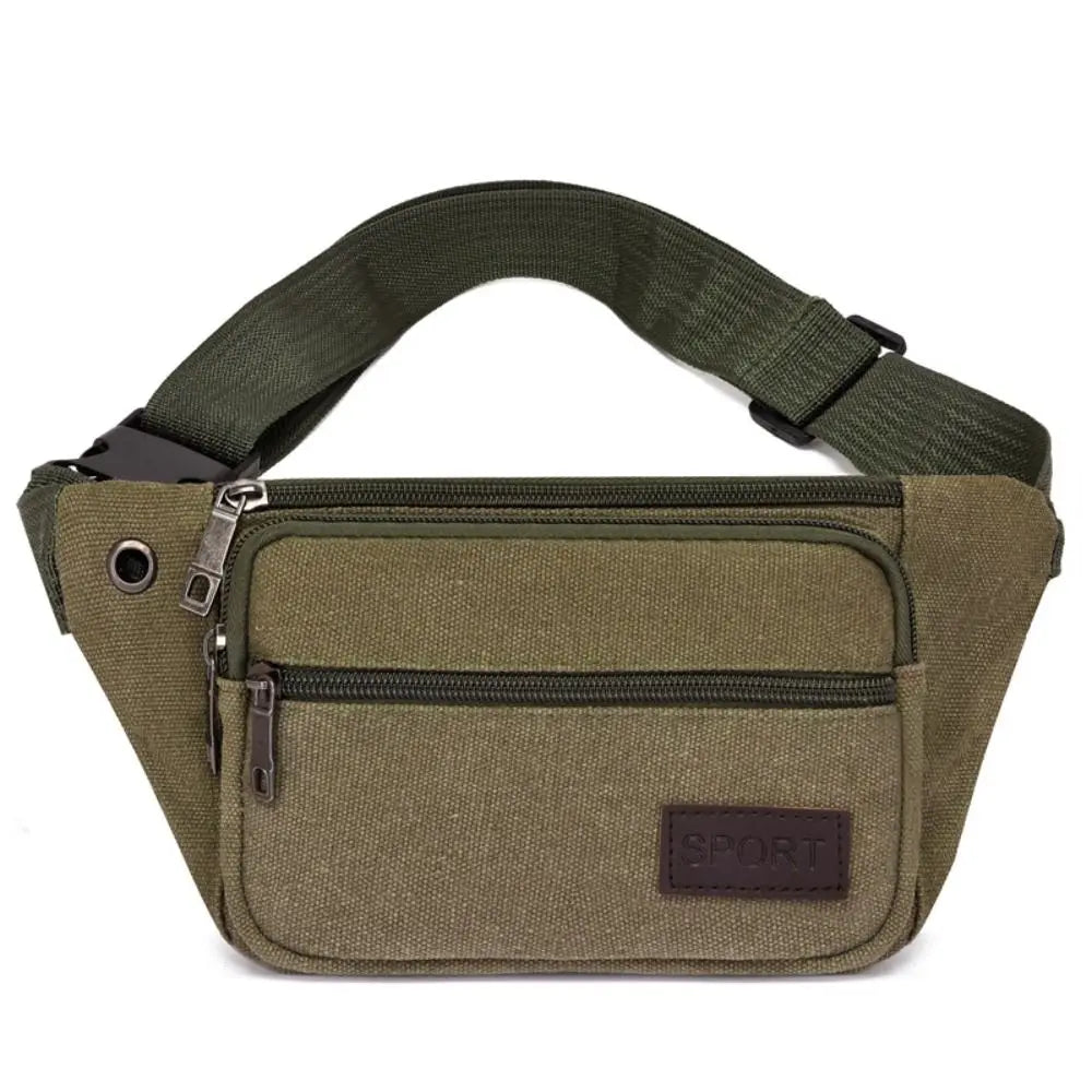 Men's Canvas Crossbody Bags Multifunctional Multi-Pockets Storage Bag Chest Shoulder Bag Large Capacity Waist Bag Chest Pack