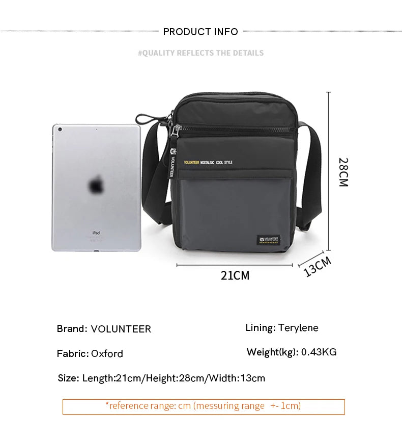 VOLUNTEER Crossbody Bags for Men 2023 New Fashionable Commuter Waterproof Light Weight High Quality Casual Shoulder Bag 1801-06