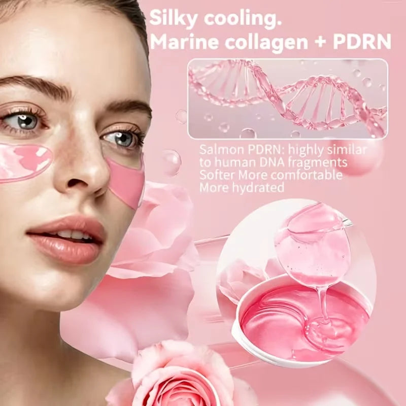 60 Pieces of Pn Pink Eye Patches/Eye Pads, Under-Eye Patches - Deeply Moisturizing, for a Refined Appearance, with a Powerful Hydrating and Cooling Experience, Gel Eye Patches Improve the Skin Around the Eyes, Suitable for Al
