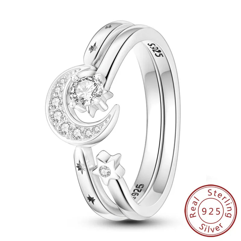 New Original 925 Sterling Silver Rings Stackable Infinite Silver Zircon Ring For Women Wedding Anniversary Birthday Jewelry Gift