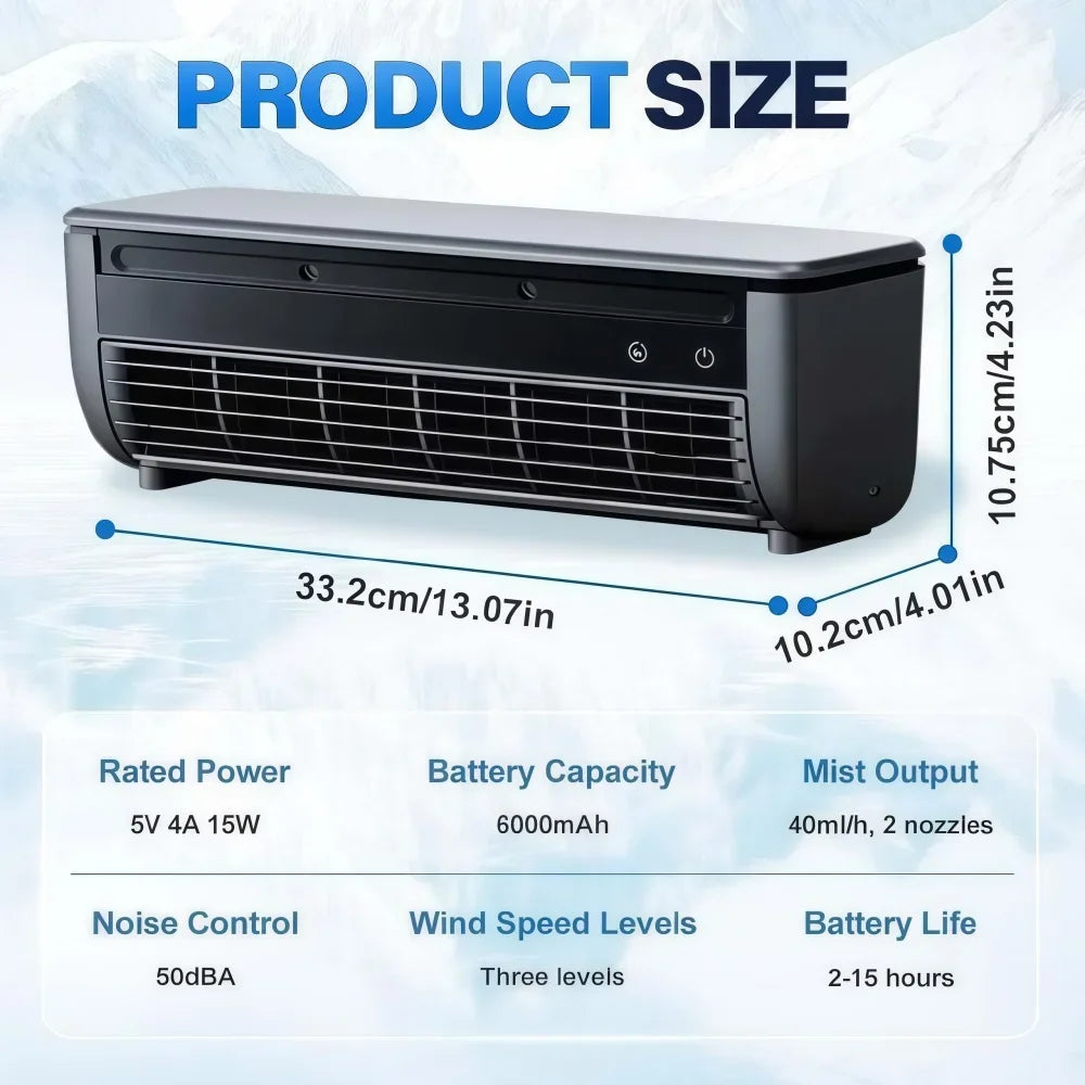 Mini Portable Wall Mount Air Conditioner with Core Cooling & Ice Mist,No-Drill Small Cooling Fan with Remote Control Home Office
