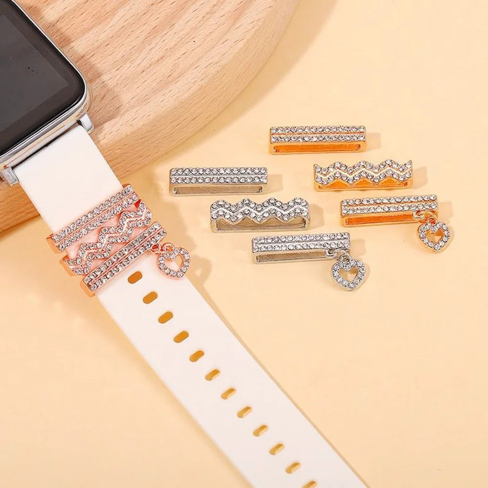 1 set of fashionable rhinestone element design smart watch accessories, suitable for decorating multiple smart watch straps
