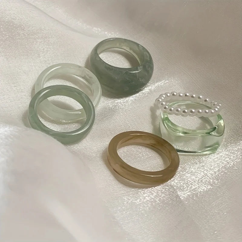 6 Bohemian retro style women's fashionable and elegant stackable multi-color rings for daily banquet wear