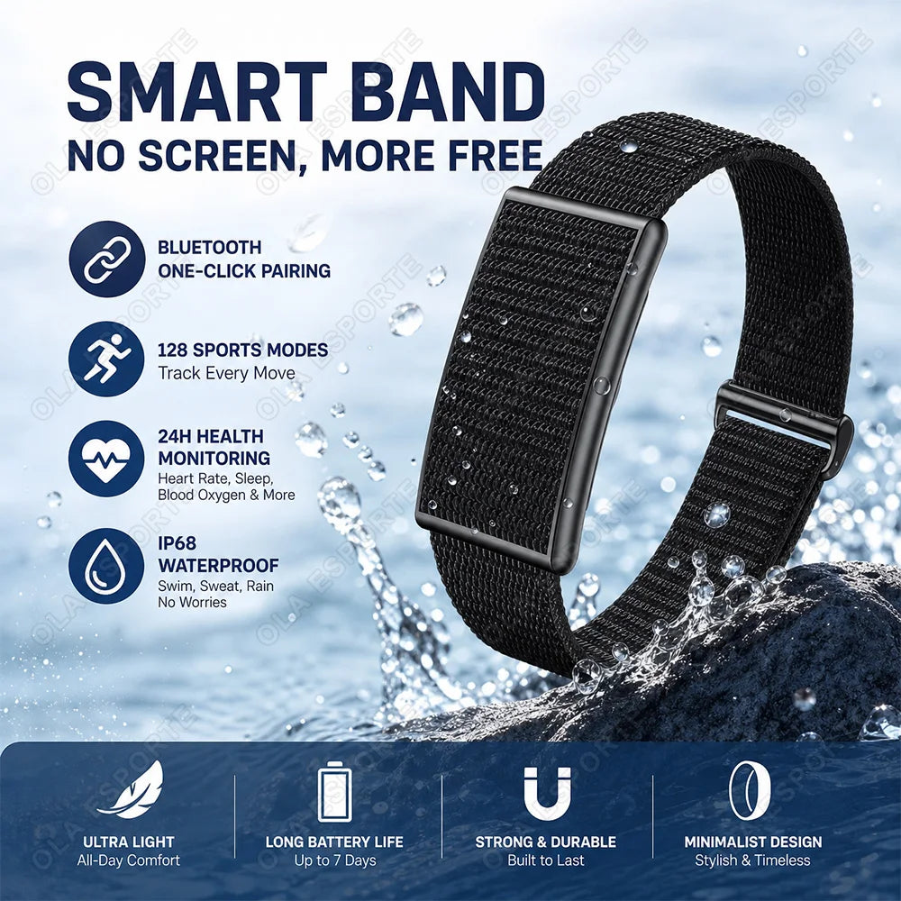 Smart Wristband Thin and Light Without Screen All Day Health Monitoring 128+ Sports Modes Waterproof Smart Bracelet Watch F107