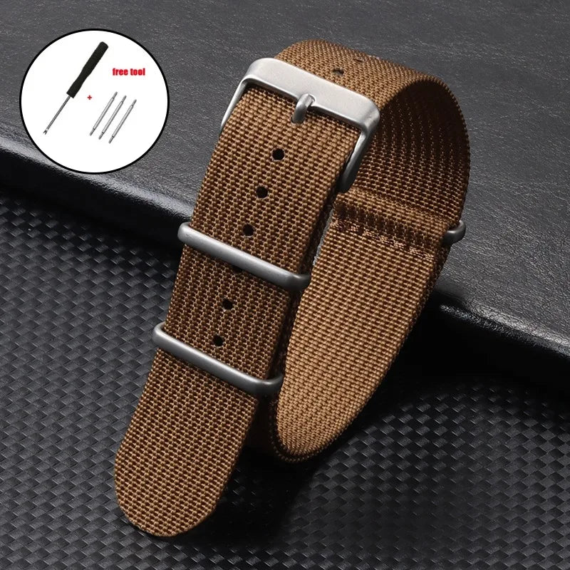 Military Nylon Smartwatch Band 18mm 20mm 22mm Universal Men Women Canvas Strap Fabric Army Replacement Wristbelt Sport Bracelets