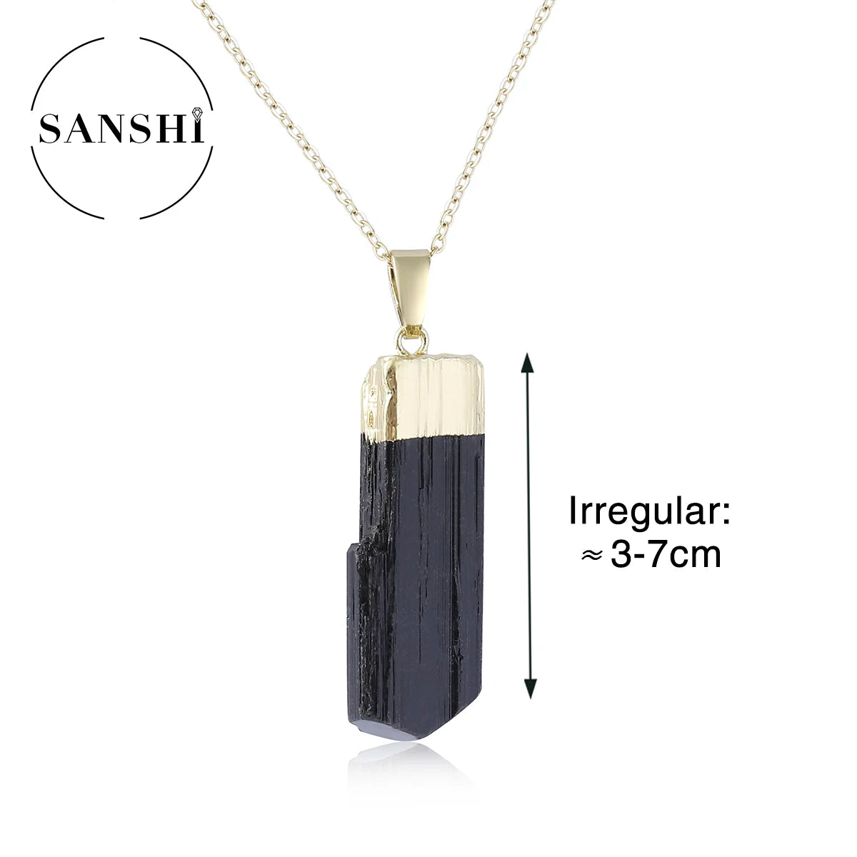 Minimalist Stylish Irregular Natural BlackTourmaline Electroplated Pendant Necklace Men Women Suitable Couples Various Occasions
